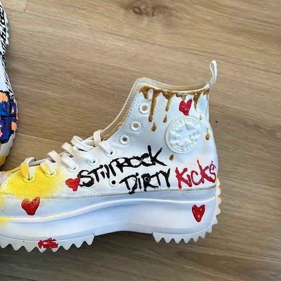 Custom converse platform sneakers brand new art work one of a kind men’s 9.5 w11 - Picture 5 of 7